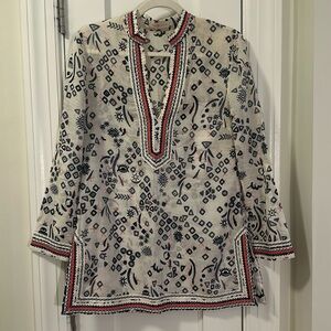 Tory Burch Tunic Red, White and Blue with Sequin Detail